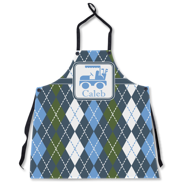 Custom Blue Argyle Apron Without Pockets w/ Name or Text