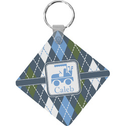 Blue Argyle Diamond Plastic Keychain w/ Name or Text