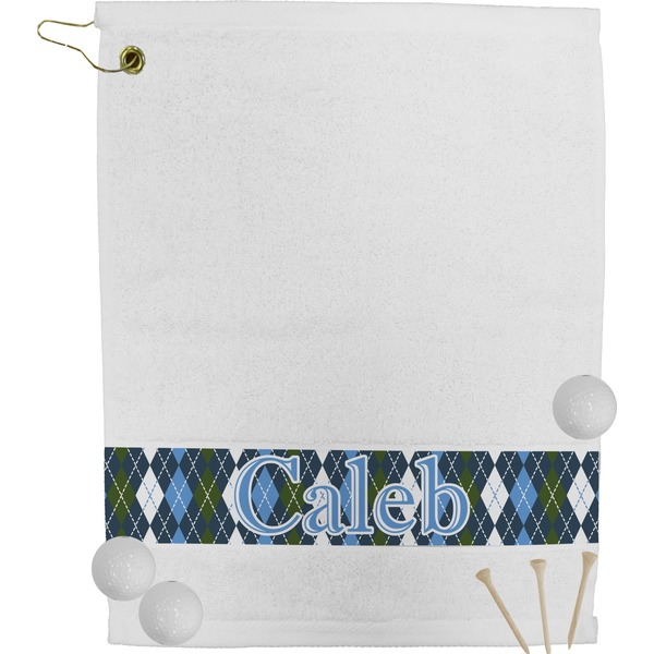 Custom Blue Argyle Golf Bag Towel (Personalized)