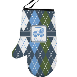 Blue Argyle Left Oven Mitt (Personalized)