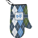 Blue Argyle Right Oven Mitt w/ Name or Text