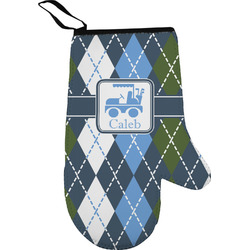 Blue Argyle Oven Mitt (Personalized)