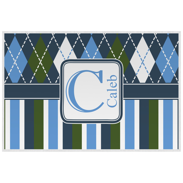 Blue Argyle Personalized Placemat (Back)
