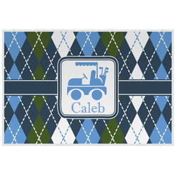 Blue Argyle Laminated Placemat w/ Name or Text