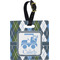 Blue Argyle Plastic Luggage Tag - Square w/ Name or Text