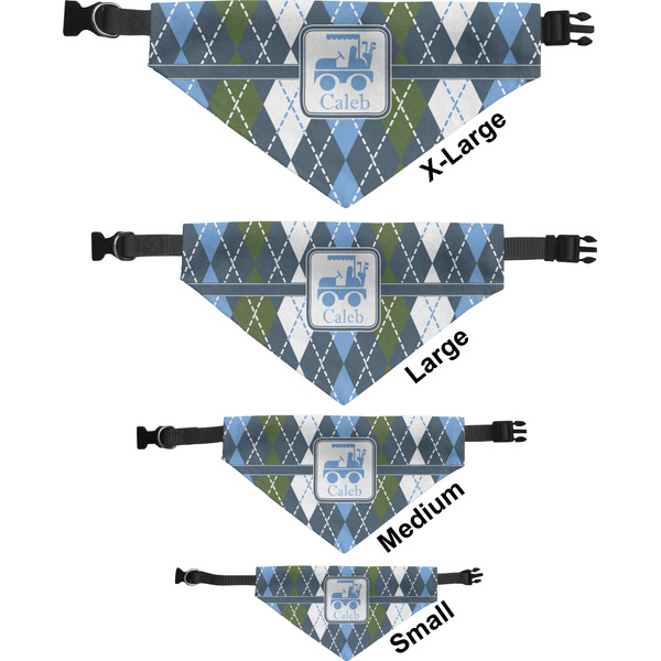 Blue Argyle Pet Bandana Sizes
