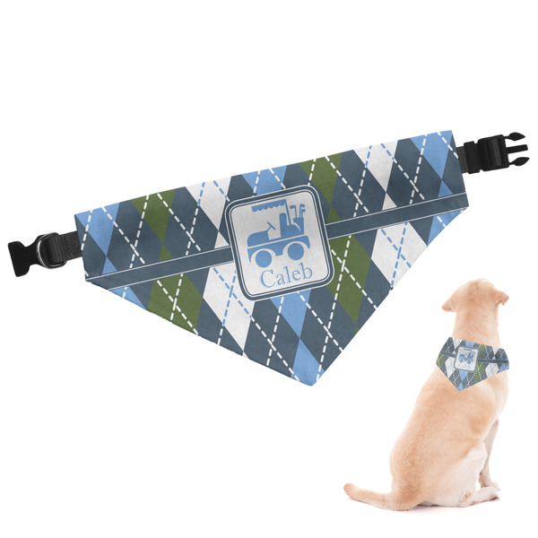 Custom Blue Argyle Dog Bandana - Large (Personalized)
