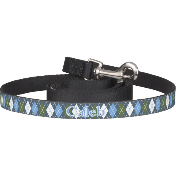Custom Blue Argyle Dog Leash (Personalized)