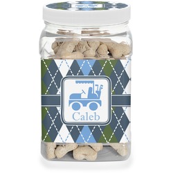 Blue Argyle Dog Treat Jar (Personalized)