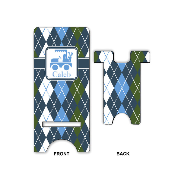 Blue Argyle Phone Stand - Front & Back