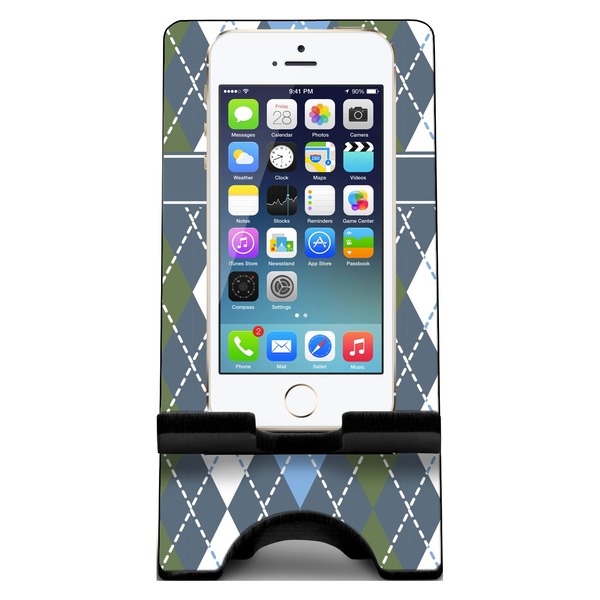 Blue Argyle Phone Stand w/ Phone