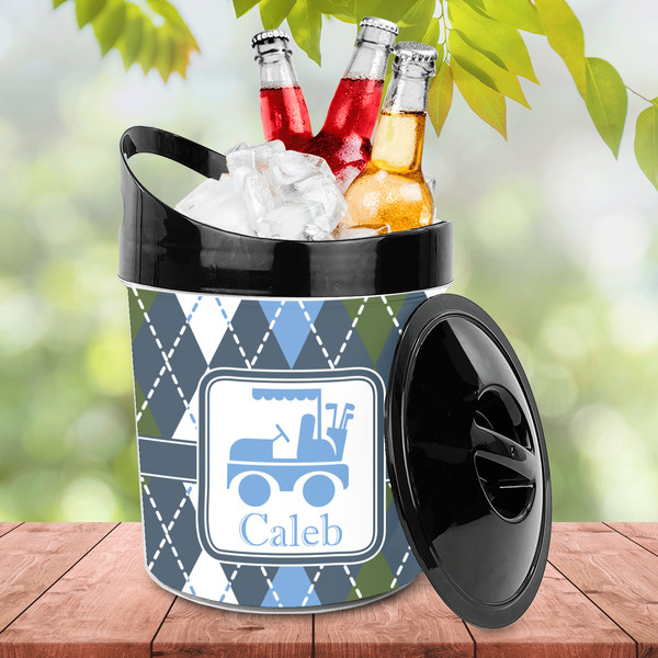 Blue Argyle Plastic Ice Bucket - LIFESTYLE