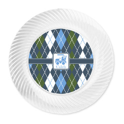 Blue Argyle Plastic Party Dinner Plates - 10" (Personalized)