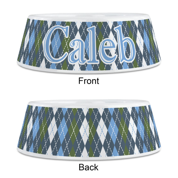 Blue Argyle Plastic Pet Bowls - Medium - APPROVAL