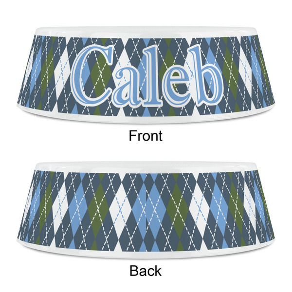 Blue Argyle Plastic Pet Bowls - Small - APPROVAL