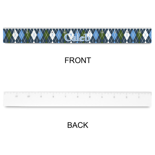 Blue Argyle Plastic Ruler - 12" - APPROVAL