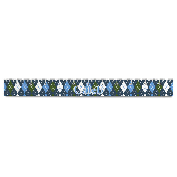 Blue Argyle Plastic Ruler - 12" - FRONT