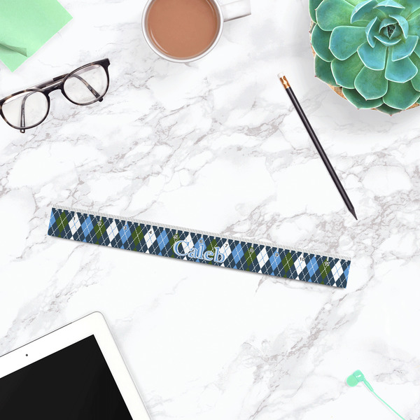 Blue Argyle Plastic Ruler - 12" - LIFESTYLE