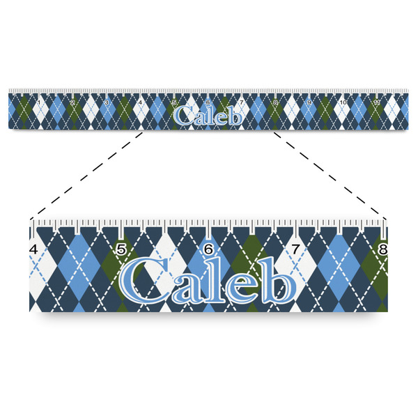 Custom Blue Argyle Plastic Ruler - 12" (Personalized)