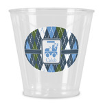 Blue Argyle Plastic Shot Glass (Personalized)