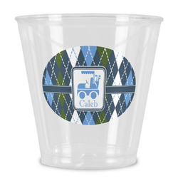 Blue Argyle Plastic Shot Glass (Personalized)