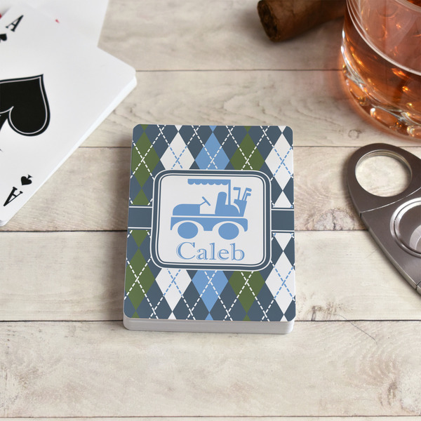Blue Argyle Playing Cards - In Context