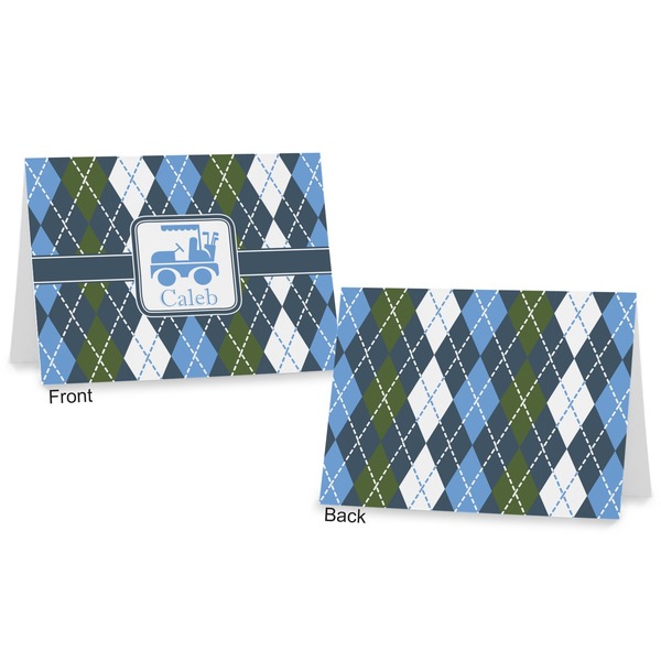 Blue Argyle Postcard - Front and Back