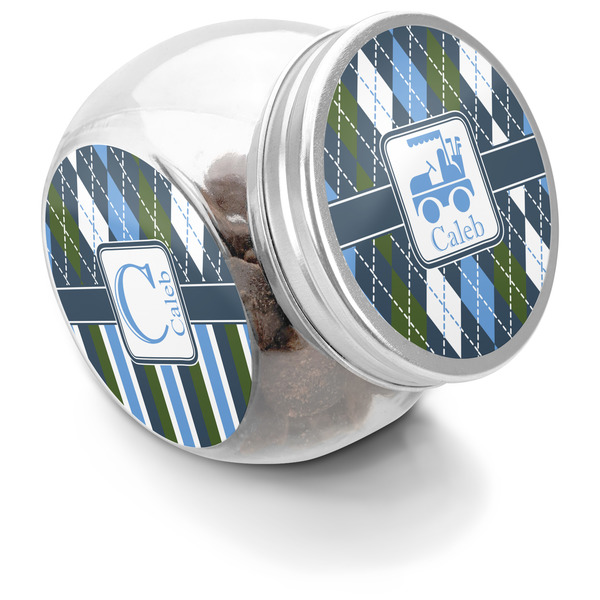 Custom Blue Argyle Puppy Treat Jar (Personalized)