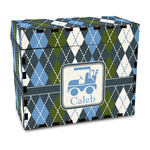 Blue Argyle Wood Recipe Box - Full Color Print (Personalized)