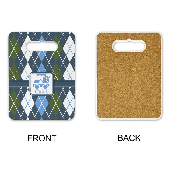 Blue Argyle Rectangle Trivet with Handle - APPROVAL