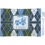 Blue Argyle Glass Rectangular Appetizer / Dessert Plate (Personalized)