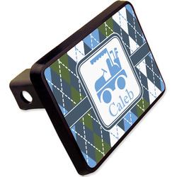 Blue Argyle Rectangular Trailer Hitch Cover - 2" w/ Name or Text
