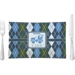 Blue Argyle Glass Rectangular Lunch / Dinner Plate (Personalized)