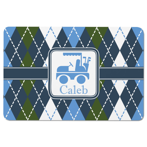 Blue Argyle Rectangular Fridge Magnet - FRONT