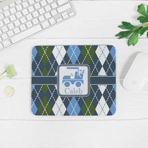 Blue Argyle Rectangular Mouse Pad - LIFESTYLE 2