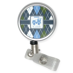 Blue Argyle Retractable Badge Reel (Personalized)