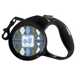 Blue Argyle Retractable Dog Leash (Personalized)