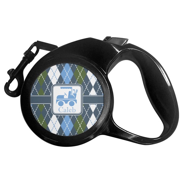 Custom Blue Argyle Retractable Dog Leash (Personalized)