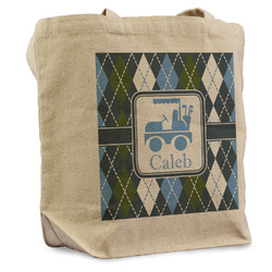 Blue Argyle Reusable Cotton Grocery Bag (Personalized)