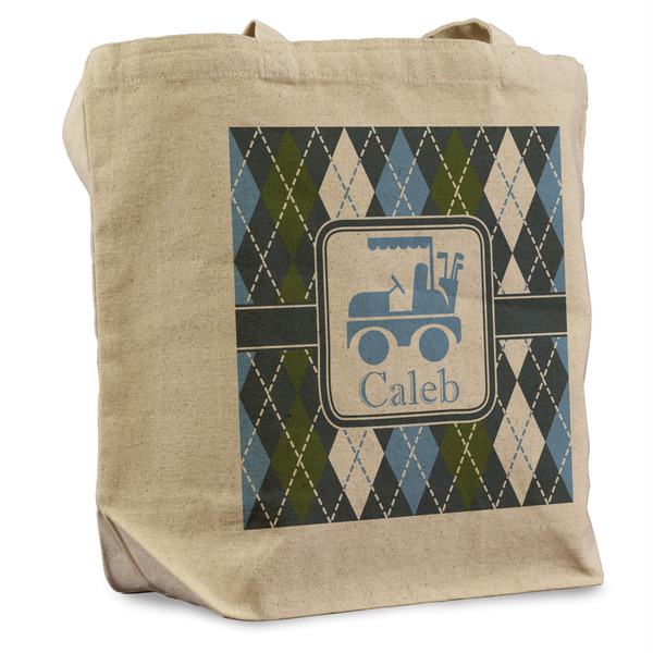 Custom Blue Argyle Reusable Cotton Grocery Bag - Single (Personalized)