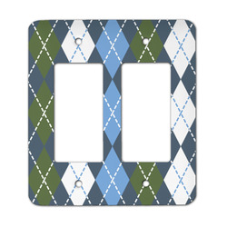 Blue Argyle Rocker Style Light Switch Cover - Two Switch