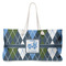 Blue Argyle Large Rope Tote Bag - Front View