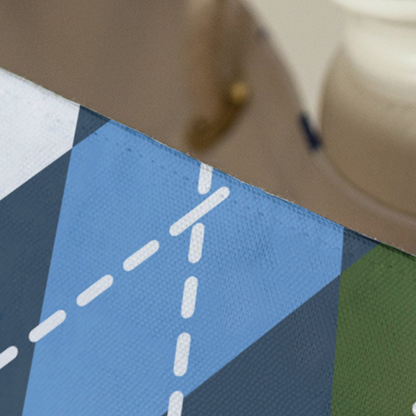 Blue Argyle Large Rope Tote - Close Up View