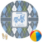 Blue Argyle Round Beach Towel (Personalized)
