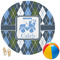 Blue Argyle Round Beach Towel (Personalized)