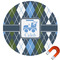 Blue Argyle Round Car Magnet - 6" (Personalized)