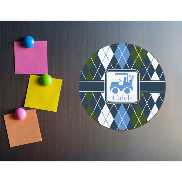 Blue Argyle Round Fridge Magnet - LIFESTYLE