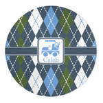 Blue Argyle 5' Round Indoor Area Rug (Personalized)