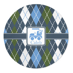 Blue Argyle 5' Round Indoor Area Rug (Personalized)