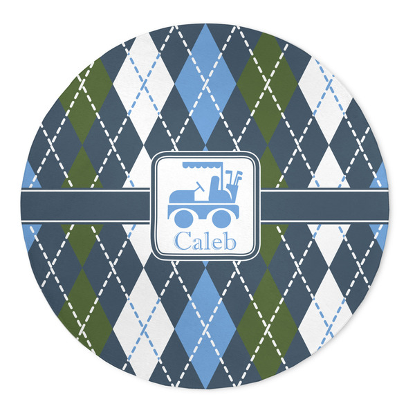 Custom Blue Argyle 5' Round Indoor Area Rug (Personalized)